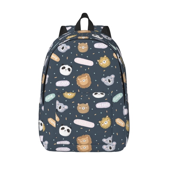 Lsque Cartoon Animals Pattern Canvas Daypack, Durable Backpack, High-quality Versatile Backpack,Vintage Compact Backpack-Medium