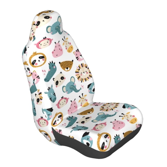 Lsque Cartoon Animals Pattern Car Seat Covers for Front Seats , Waterproof Seat Covers for Cars, Sporty Front Seat Covers,Car Seat Cover Protector Front Seats