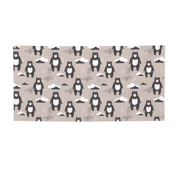 Lsque Cartoon Bear Brown Pattern Party Banner, Festive Banner , Holiday Celebrations and Events for Carnival Birthday Party Festival Decorations-Small