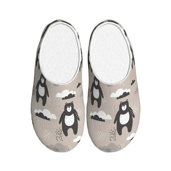 Lsque Cartoon Bear Brown Pattern Womens Comfort Cotton on Scuff With Memory Foam and Anti-skid Sole Slipper-35/36