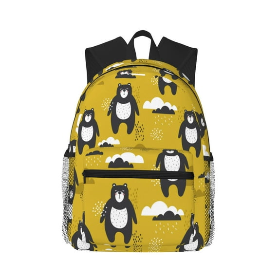 Lsque Cartoon Bear Yellow Classic Casual Backpack - Large Capacity Water-Resistant Backpack for School, Work, Travel, and Outdoor Activities