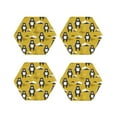 thumbnail image 1 of Lsque Cartoon Bear Yellow Pattern 4" Drink Coasters Set of 4, PVC Leather Absorbent Coasters, Table Coaster Set Decorative Coffee Cup Coasters Housewarming Gift -Hexagon, 1 of 6