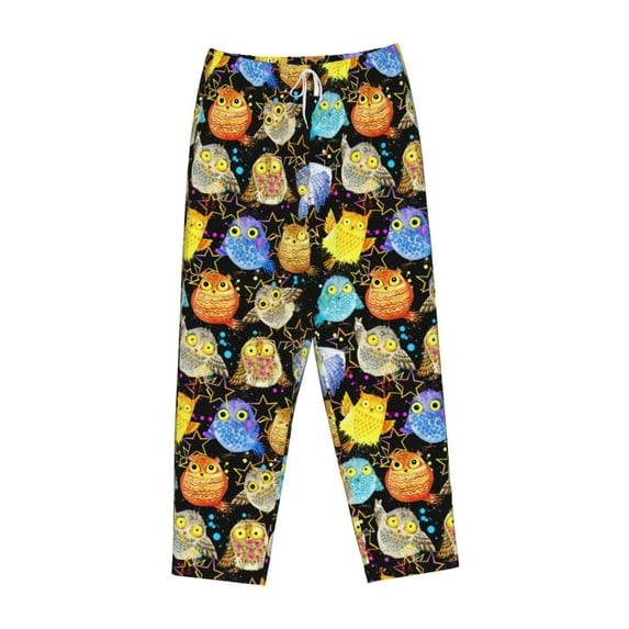 Lsque Cartoon Bird Owl Print Women's Pajama Pants, Lounge Pant - Comfortable Home Wear,Elastic Waistband, Stylish Design-XX-Large