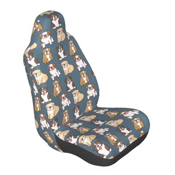 Lsque Cartoon Bulldog 1 Pattern Car Seat Covers for Front Seats , Waterproof Seat Covers for Cars, Sporty Front Seat Covers,Car Seat Cover Protector Front Seats