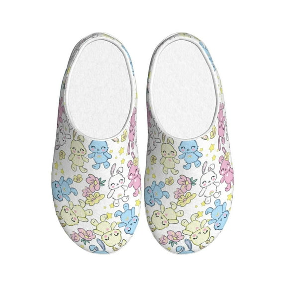 Lsque Cartoon Bunny Pattern Womens Comfort Cotton on Scuff With Memory Foam and Anti-skid Sole Slipper-40/41