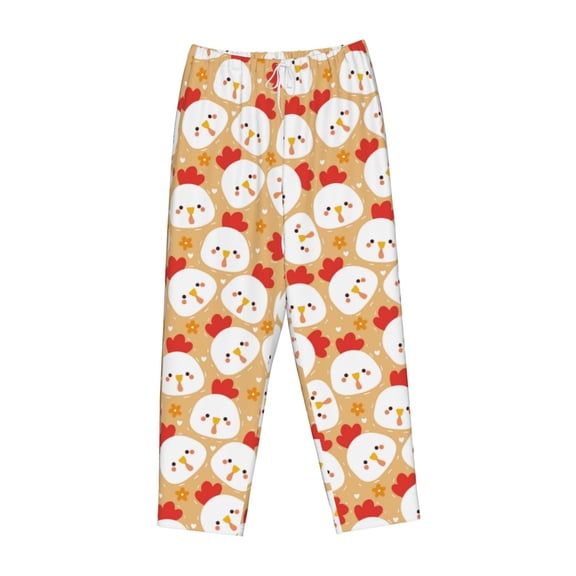 Lsque Cartoon Chicken Print Women's Pajama Pants, Lounge Pant - Comfortable Home Wear,Elastic Waistband, Stylish Design-Small