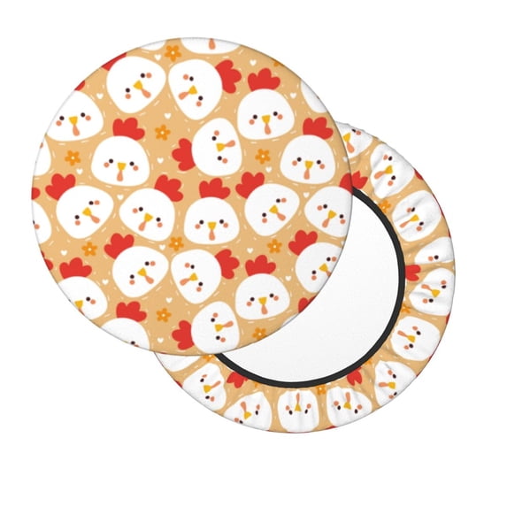 Lsque Cartoon Chicken Round Bar chair cushion covers Velvet Fabric Premium Comfort Protects from Scratches and Stains for 14-17 Inch Chair- 12 inch