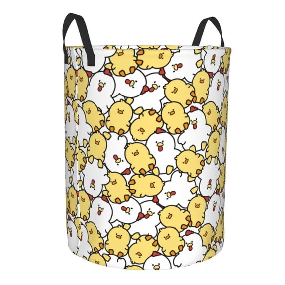 Lsque Cartoon Chicken pattern Laundry Hamper Basket, Tall Woven Rope Hamper Basket for Clothes, Lightweight Storage Basket, Collapsible Waterproof-Medium