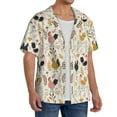 thumbnail image 1 of Lsque Cartoon Chickens print Men's Cuban Collar Short Sleeve Shirt Summer Beachwear Casual Button Down Fashionable Vacation Leisure Shirt-Small, 1 of 7