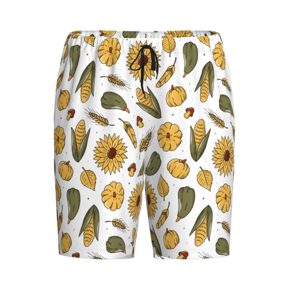 Lsque Cartoon Corn Pumpkin Sunflower Mens Sleep Pajama Shorts,Short Pajama Pants, Cotton Ultra-Soft Knit-Small