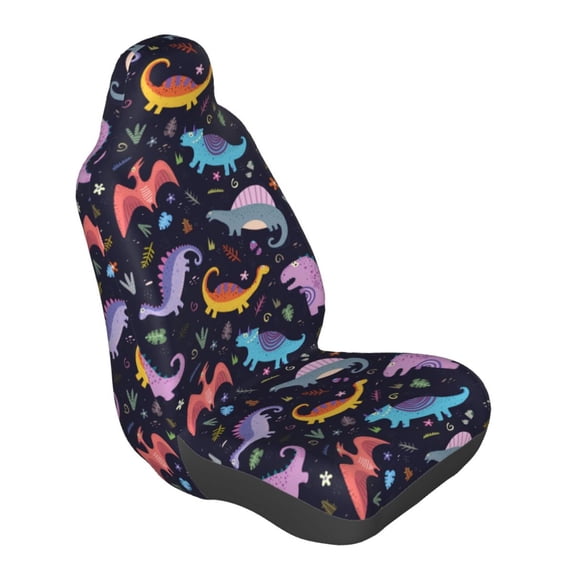 Lsque Cartoon Dinosaur Pattern Car Seat Covers for Front Seats , Waterproof Seat Covers for Cars, Sporty Front Seat Covers,Car Seat Cover Protector Front Seats