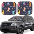thumbnail image 1 of Lsque Cartoon Dinosaur Scooter Sport Blue 2 PCS Windshield Sun Shade | CarFoldable Window Covers | Car Accessories Reflect UV for Universal Cars SUV Truck | Medium, 1 of 7