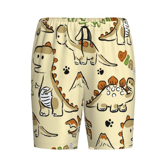 Lsque Cartoon Dinosaurs Mens Sleep Pajama Shorts,Short Pajama Pants, Cotton Ultra-Soft Knit-Small