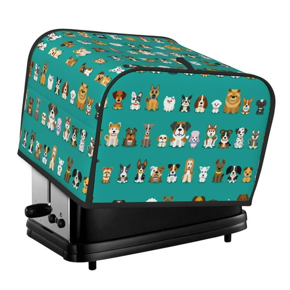 Lsque Cartoon Dogs Print 4 Slice Toaster Cover , Kitchen Appliance Dustproof Protector , Toaster Protector Dustproof Kitchen Appliance Cover