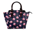 thumbnail image 1 of Lsque Cartoon Donut Planets Pattern Leather Rivet Shoulder Bag – Elegant Genuine Leather & Microfiber PU Crossbody with Detachable Adjustable Strap, 1 of 5