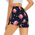 thumbnail image 1 of Lsque Cartoon Donut Planets Printed Women's Running Shorts with Liner Pockets,Elastic Quick Dry Workout Athletic Gym Yoga Shorts,Womens High Waist Shorts-Large, 1 of 9