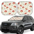 thumbnail image 1 of Lsque Cartoon Flat Mushrooms 2 PCS Windshield Sun Shade | CarFoldable Window Covers | Car Accessories Reflect UV for Universal Cars SUV Truck | Large, 1 of 7