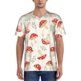thumbnail image 1 of Lsque Cartoon Flat Mushrooms Pattern Mens Polo Golf Shirts Funny Graphics Shorts Sleeve Button Shirts Baseball T-shirt-, 1 of 7