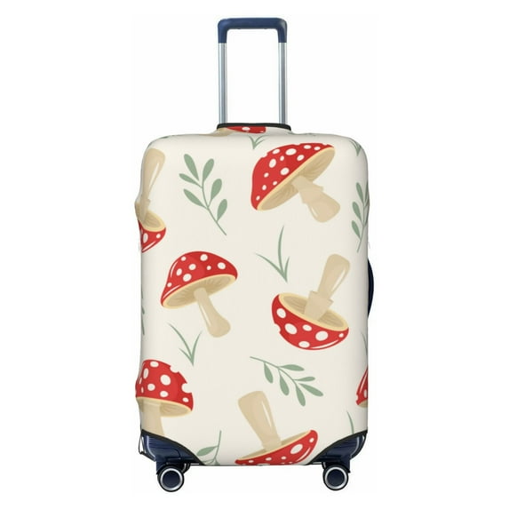 Lsque Cartoon Flat Mushrooms Printed Luggage Cover, Travel Luggage Protector,Scratch and Dirt Resistant, Fits 18-32 Inch Luggage - Medium