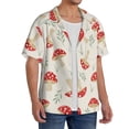 thumbnail image 1 of Lsque Cartoon Flat Mushrooms print Men's Cuban Collar Short Sleeve Shirt Summer Beachwear Casual Button Down Fashionable Vacation Leisure Shirt-3X-Large, 1 of 7