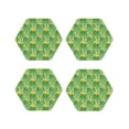 thumbnail image 1 of Lsque Cartoon Frog And Lotus Leaf Pattern 4" Drink Coasters Set of 4, PVC Leather Absorbent Coasters, Table Coaster Set Decorative Coffee Cup Coasters Housewarming Gift -Hexagon, 1 of 6