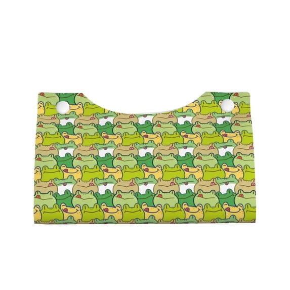 Lsque Cartoon Frog Printed Long Tissue Box Cover Holder, Facial Paper Organizer Dispenser,Triangle with Bottom Belt, PVC Leather Decorative Organizer