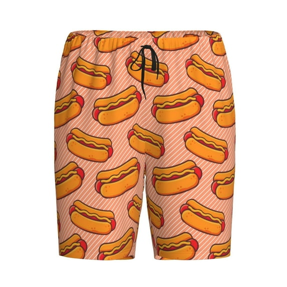 Lsque Cartoon Hot Dog Mens Sleep Pajama Shorts,Short Pajama Pants, Cotton Ultra-Soft Knit-Large