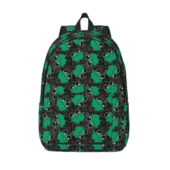 Lsque Cartoon Kawaii Frogs Pattern Canvas Daypack, Durable Backpack, High-quality Versatile Backpack,Vintage Compact Backpack-Medium