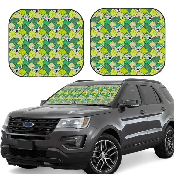 Lsque Cartoon Koala Bear and Leaf 2 PCS Windshield Sun Shade | CarFoldable Window Covers | Car Accessories Reflect UV for Universal Cars SUV Truck | Large
