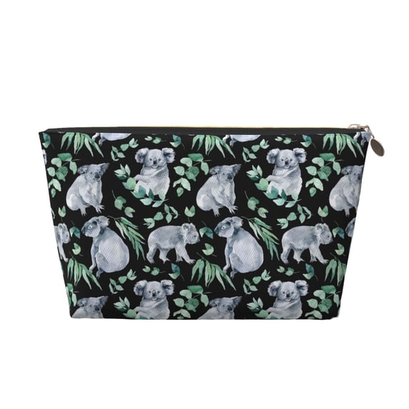 Lsque Cartoon Koala Bear Pattern Leather Travel Toiletry Bag - Durable Cosmetic Organizer with Smooth Zipper - Perfect for Makeup, Travel, Vacation, and Daily Use