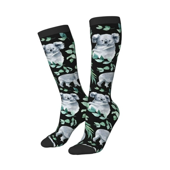 Lsque Cartoon Koala Bear Printed Crew Socks Men's Women's LightWeight Thin Casual Calf Socks ,Knee High Socks,Cotton Socks