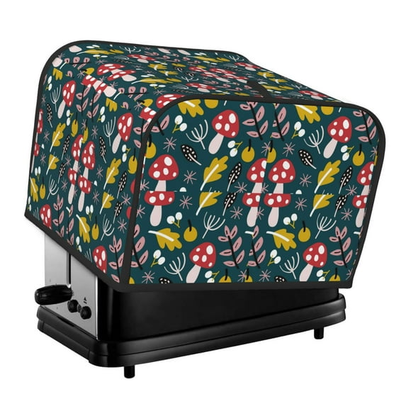 Lsque Cartoon Leaf Mushroom Red Print 4 Slice Toaster Cover , Kitchen Appliance Dustproof Protector , Toaster Protector Dustproof Kitchen Appliance Cover