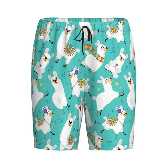 Lsque Cartoon Llamas Mens Sleep Pajama Shorts,Short Pajama Pants, Cotton Ultra-Soft Knit-Small