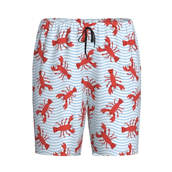 Lsque Cartoon Lobsters 1 Mens Sleep Pajama Shorts,Short Pajama Pants, Cotton Ultra-Soft Knit-Medium