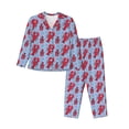 thumbnail image 1 of Lsque Cartoon Lobsters 2 Pattern Long Sleeve Pajama Set for Women - Soft 2-Piece Sleepwear and Loungewear Set with Pockets, Comfy Nightwear-X-Large, 1 of 7