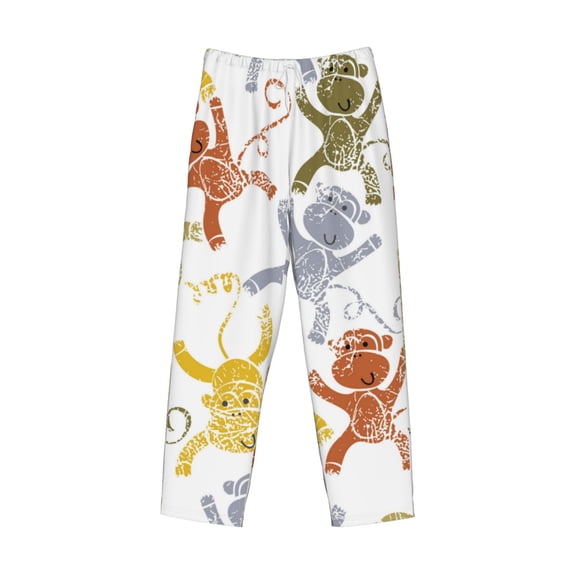 Lsque Cartoon Monkey Print Men's Pajama Pants, Lounge Pant - Comfortable Home Wear,Elastic Waistband, Stylish Design-Medium