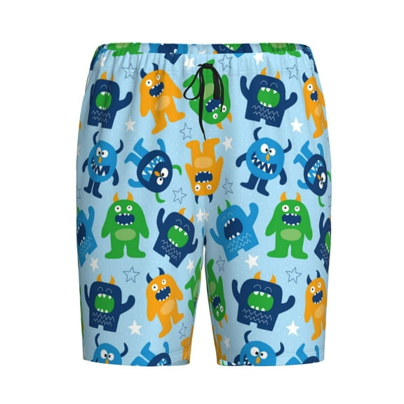 Lsque Cartoon Monster Mens Sleep Pajama Shorts,Short Pajama Pants, Cotton Ultra-Soft Knit-Large