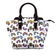thumbnail image 1 of Lsque Cartoon Monster Trucks1 Pattern Leather Rivet Shoulder Bag – Elegant Genuine Leather & Microfiber PU Crossbody with Detachable Adjustable Strap, 1 of 5