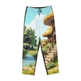 thumbnail image 1 of Lsque Cartoon Mushroom House Print Women's Pajama Pants, Lounge Pant - Comfortable Home Wear,Elastic Waistband, Stylish Design-, 1 of 9