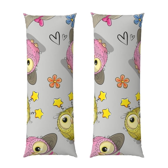 Lsque Cartoon Owls Body Pillow Case Cover,Ultra-Soft Microfiber Bed Pillow Cases 20x54 inches,Elegant Bedding,Breathable Durable Pillow Cover with Envelope Closure