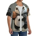 thumbnail image 1 of Lsque Cartoon Pandas Basketball print Men's Cuban Collar Short Sleeve Shirt Summer Beachwear Casual Button Down Fashionable Vacation Leisure Shirt-Medium, 1 of 7