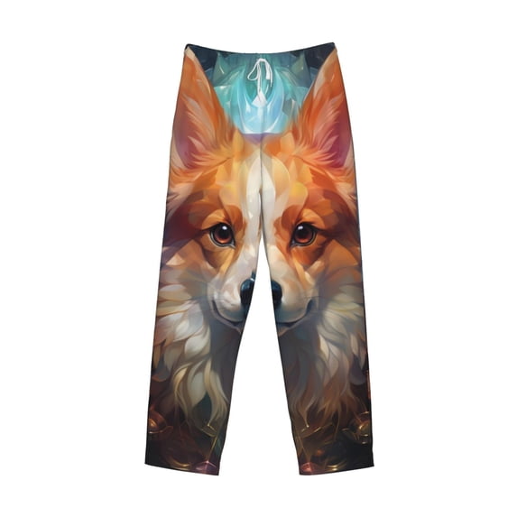 Lsque Cartoon Pattern Corgi Print Men's Pajama Pants, Lounge Pant - Comfortable Home Wear,Elastic Waistband, Stylish Design-Large