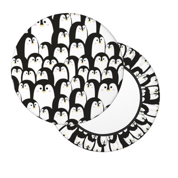 Lsque Cartoon Penguin Round Bar chair cushion covers Velvet Fabric Premium Comfort Protects from Scratches and Stains for 14-17 Inch Chair- 13 inch