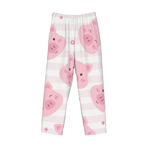 Lsque Cartoon Pig Print Men's Pajama Pants, Lounge Pant - Comfortable Home Wear,Elastic Waistband, Stylish Design-Small