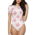 thumbnail image 1 of Lsque Cartoon Pig Women's Crew Neck Short Sleeve Bodysuit Basic T Shirts Tops Onesie Adult Cute Pajama-Large, 1 of 8