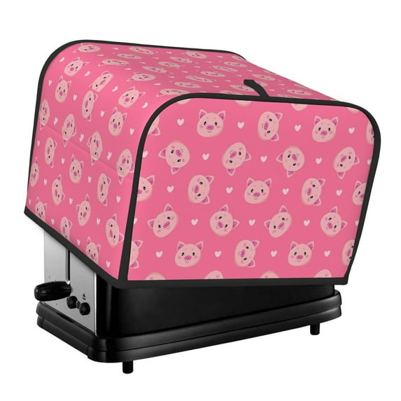 Lsque Cartoon Pigs and Hearts Print 4 Slice Toaster Cover , Kitchen Appliance Dustproof Protector , Toaster Protector Dustproof Kitchen Appliance Cover