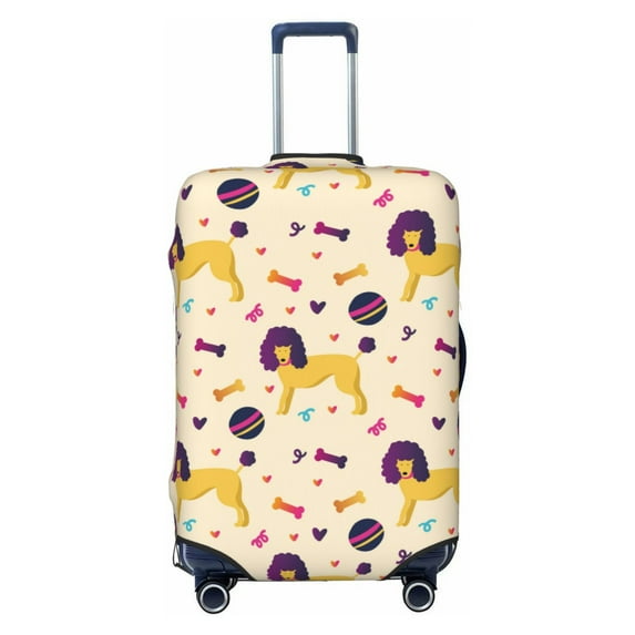 Lsque Cartoon Poodle Dog Printed Luggage Cover, Travel Luggage Protector,Scratch and Dirt Resistant, Fits 18-32 Inch Luggage - Medium