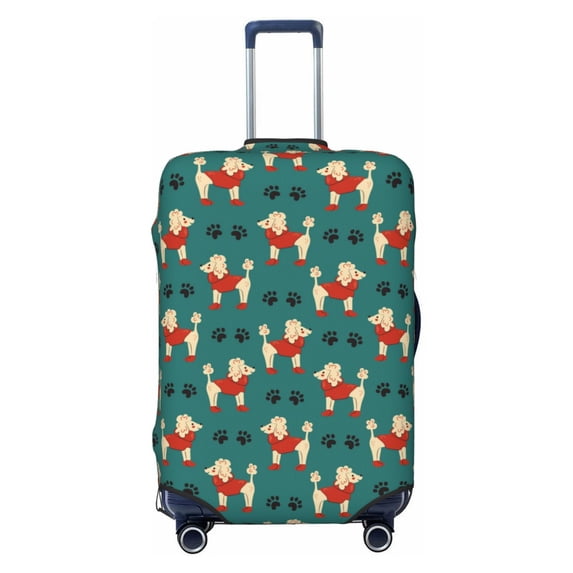 Lsque Cartoon Poodle Dog Printed Luggage Cover, Travel Luggage Protector,Scratch and Dirt Resistant, Fits 18-32 Inch Luggage - Medium