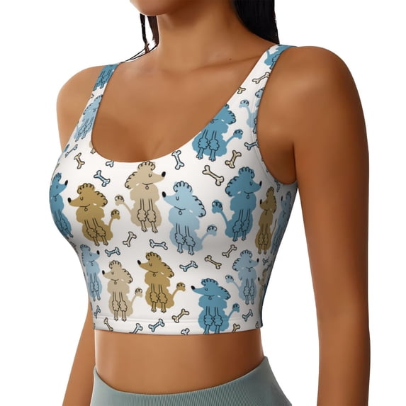 Lsque Cartoon Poodle Dog Printed Women'S Sports Bra, Compression, Moisture Wicking, High-Impact Sports Bra For Women,Supportive sports bra-Small