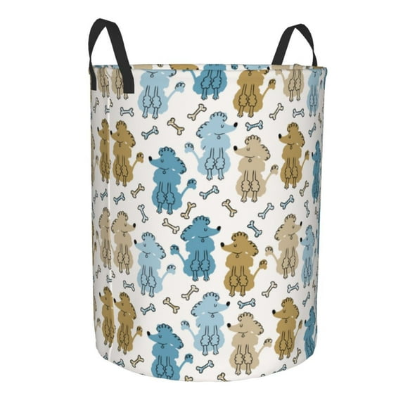 Lsque Cartoon Poodle Dog pattern Laundry Hamper Basket, Tall Woven Rope Hamper Basket for Clothes, Lightweight Storage Basket, Collapsible Waterproof-Small